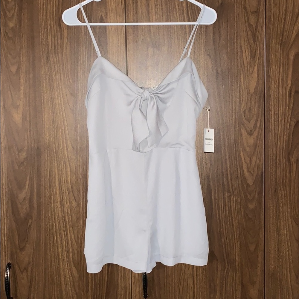 Forever 21 Grey Tie Front Chiffon Romper NWT